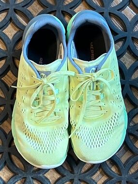 MERRELL BAREFOOT ATHLETIC SHOES YELLOW & GREEN, LIGHTWEIGHT BREATHABLE COMFORT